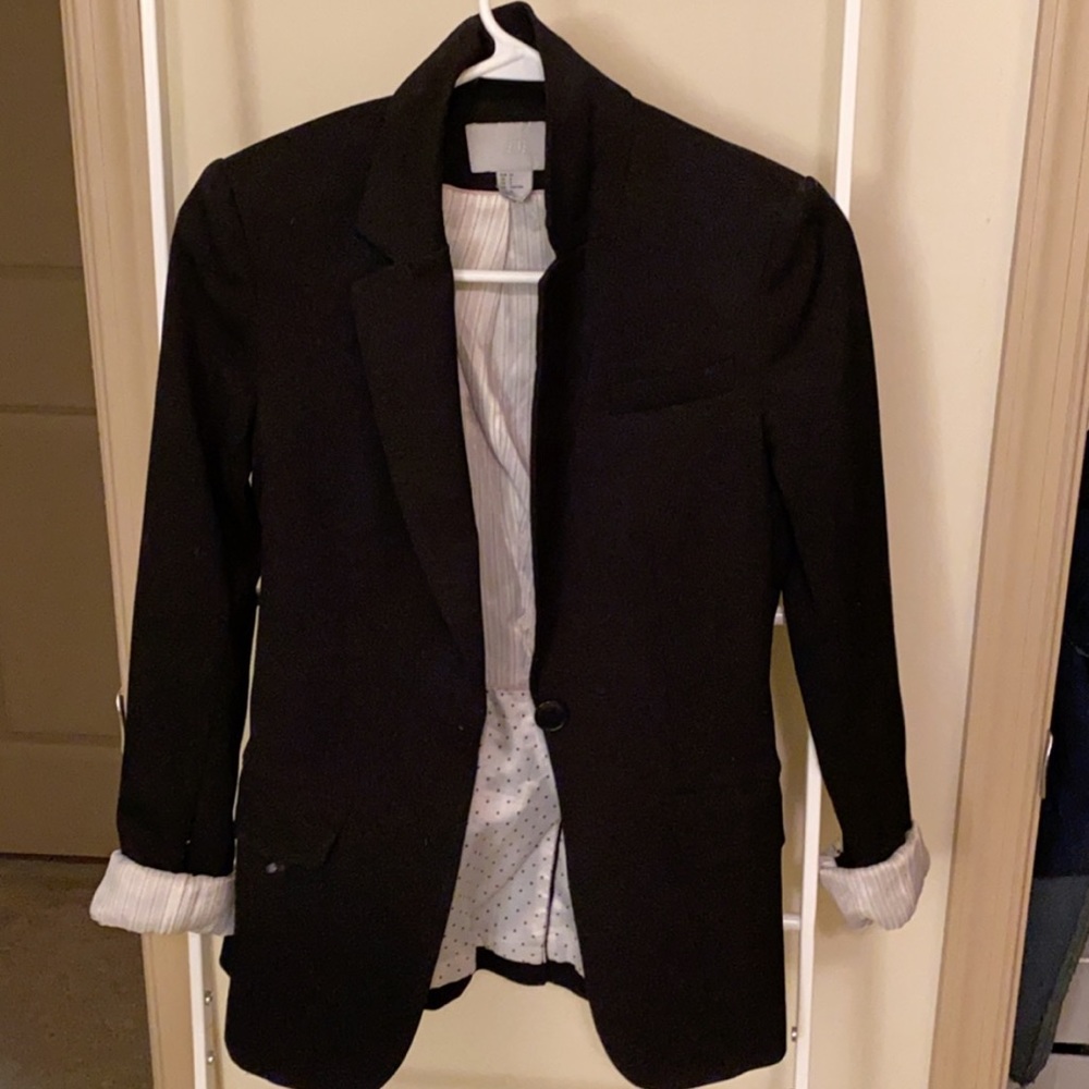 H&M Fitted Blazer - Navy Blue